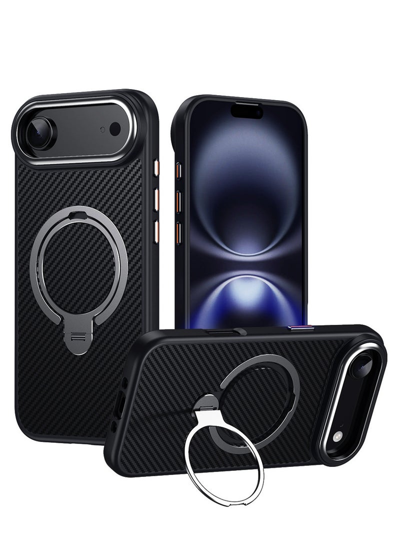 X-level Case for iPhone Air, Compatible with MagSafe, [Built-in 360° Spin Magnetic Stand] Aerospace Grade Shockproof Gen-5 Aramid Fiber Case Protective Cover for iPhone Air 6.6 Inch, Black - Image 1