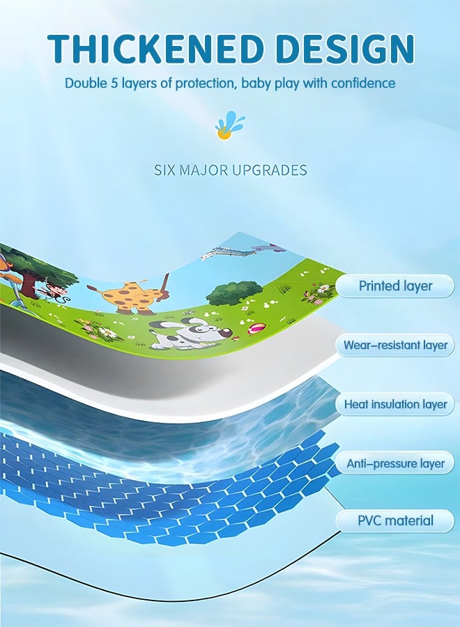 GROIC حمام سباحة قابل للنفخ، حمام سباحة للأطفال مقاس 59 بوصة × 40 بوصة × 20 بوصة، حمام سباحة للأطفال مطبوع عليه حيوانات، حمام سباحة عائلي سميك كبير الحجم لحمام السباحة في الفناء الخلفي والحديقة والداخلية والخارجية - Image 3