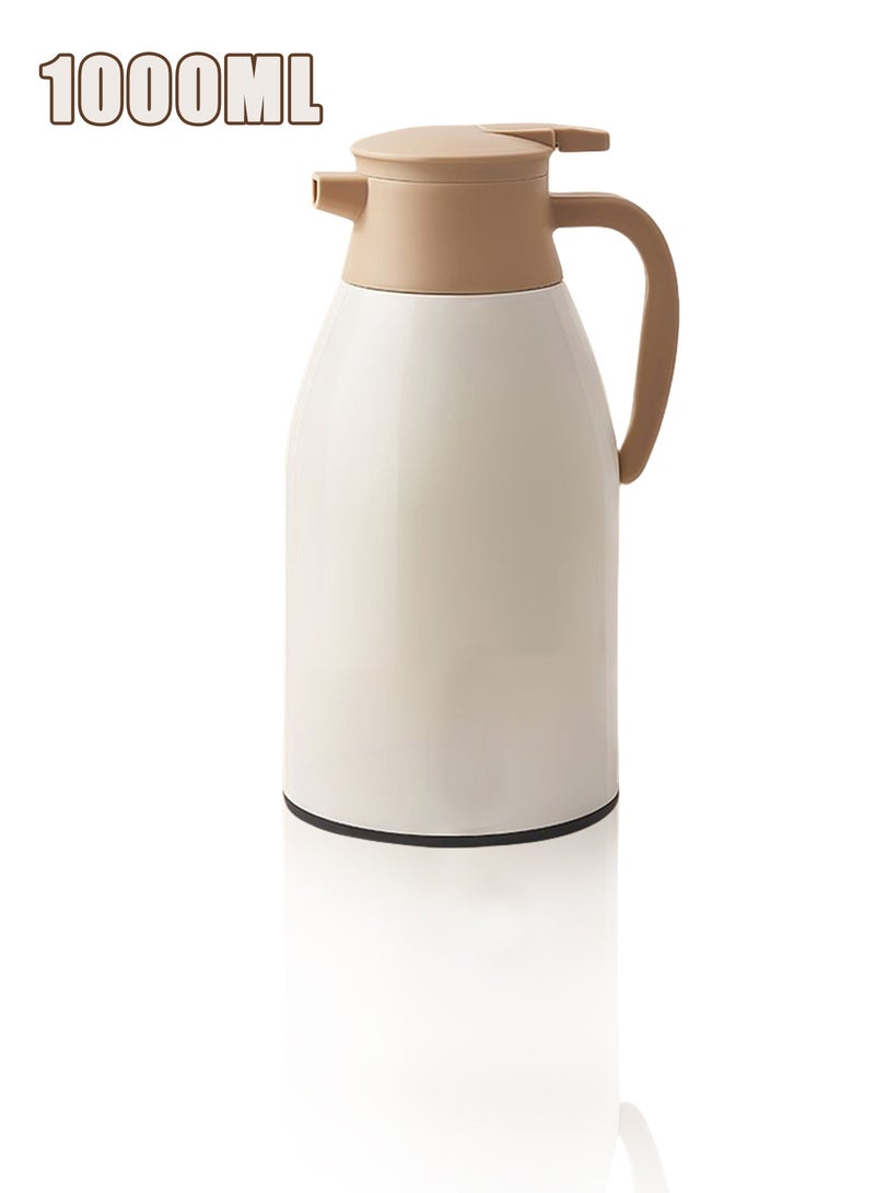 1000ml Thermos Bottle – Large Capacity Vacuum Flask with Glass Liner, Thickened Insulation, Food-Grade Material, Push Button Pouring, Dust-Proof Spout – Ideal for Home, Office, Travel, and Elderly Useml  - Image 1