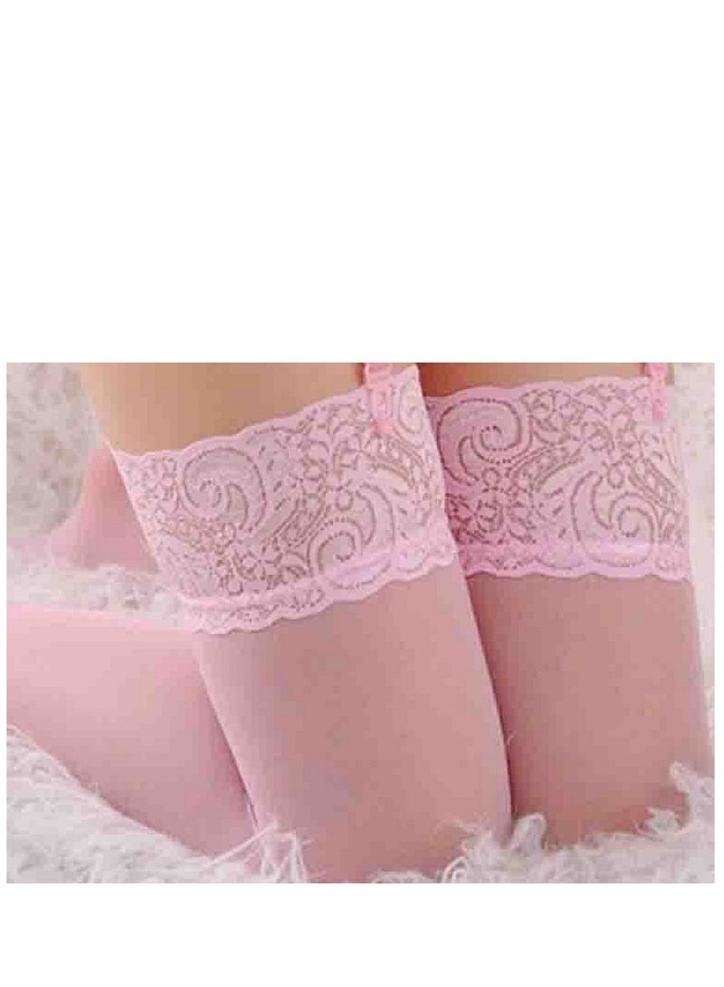 Women Lace Top Sheer Thigh High Stocking