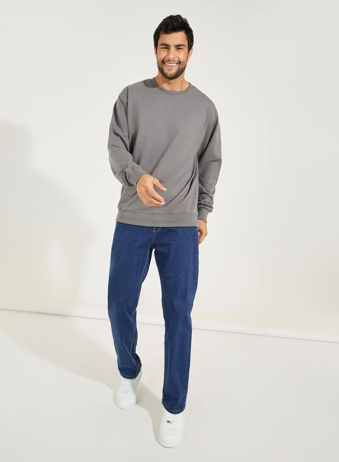 Styli Relaxed Fit Cotton Terry Sweatshirt