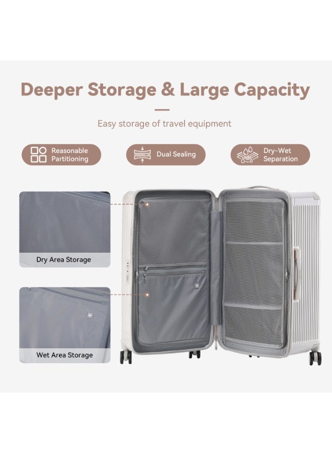 LIGHTGO 7672 Beige small size suitcase PC Suitcase Trunk case check in luggage 22 inch with TSA travel case YKK zip - Image 4