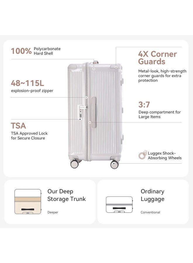LIGHTGO 7672 Beige small size suitcase PC Suitcase Trunk case check in luggage 22 inch with TSA travel case YKK zip - Image 3
