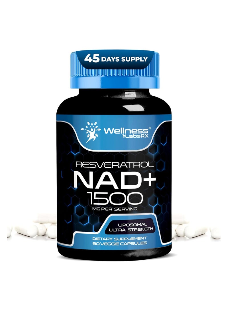 WELLNESS LABSRX Resveratrol NAD+ 1500mg - 90 Veggie Capsules