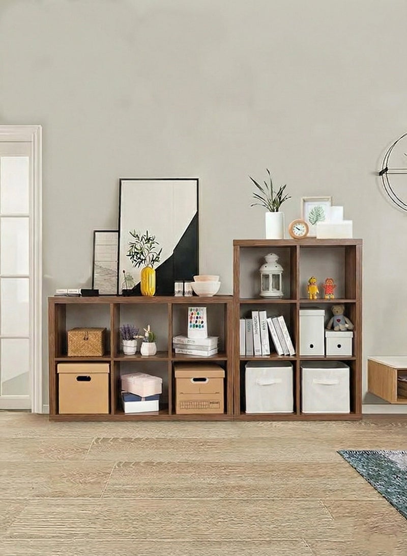 Dark Walnut 6 Cube Wooden Bookcase Freestanding Open Storage Shelf Organizer for Living Room Bedroom Kids Room - Image 2