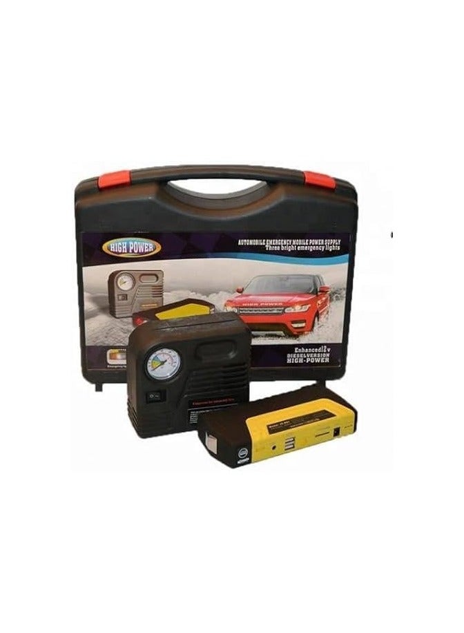 بنك طاقة متعدد الاستخدامات للسيارة مع ضاغط هواء وجهاز بدء تشغيل وحقيبة طوارئ - Image 1
