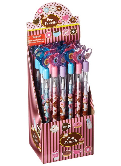 24 Pcs Donuts Multi Point Stackable Push Pencil Assortment With Eraser For Donut Party Favor Prize Carnival Goodie Bag Stuffers Classroom Rewards Stocking Stuffers