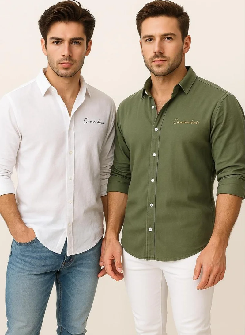 THUGFIT PREMIUM LINEN SHIRT PACK OF 3 WHITE + BLUE + PINK