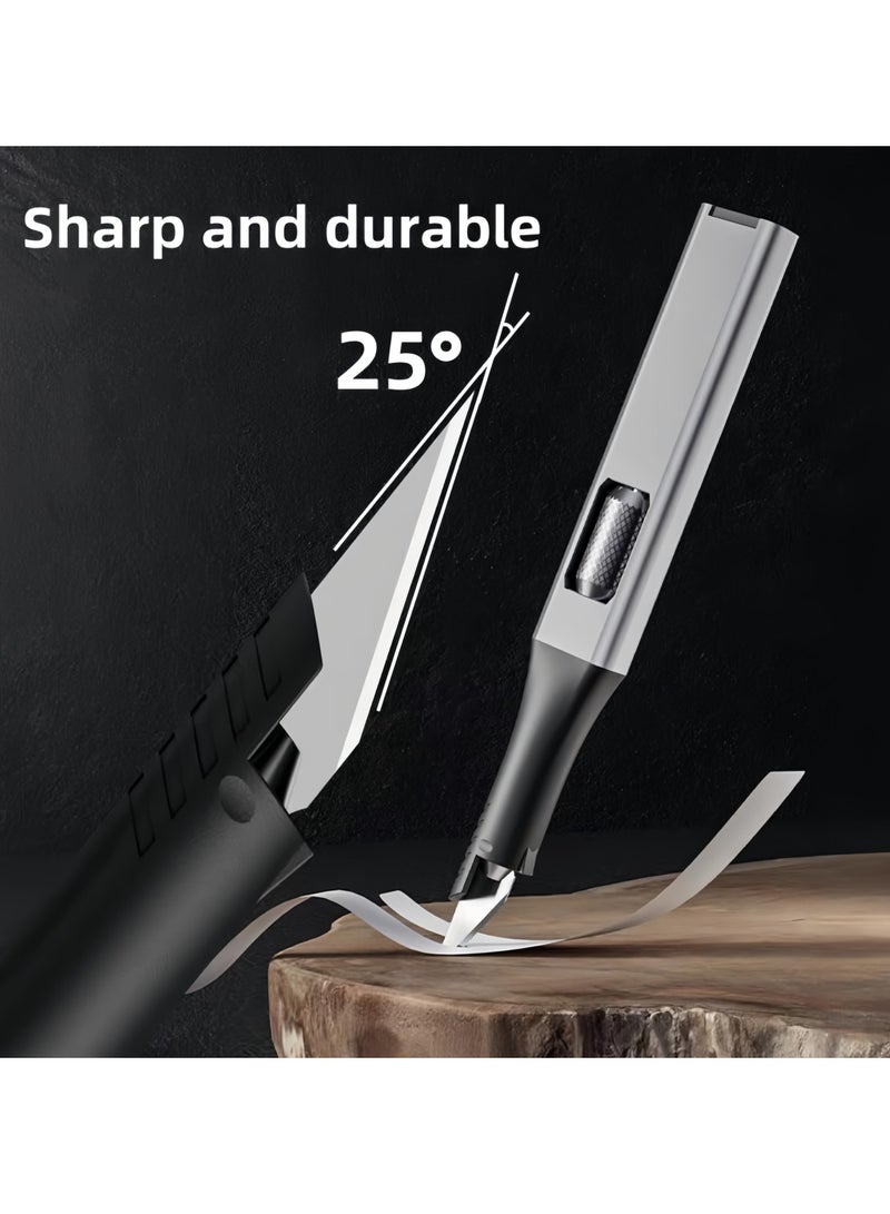 SOLARAE Precision Craft Cutter, Art Knife with 10 Spare Replacement Accessory Aluminum Handle Light Utility Tool for Art Set Crafts Card PCB Repair Modeling Paper Foam Felt Vinyl Leather Clay - Image 4