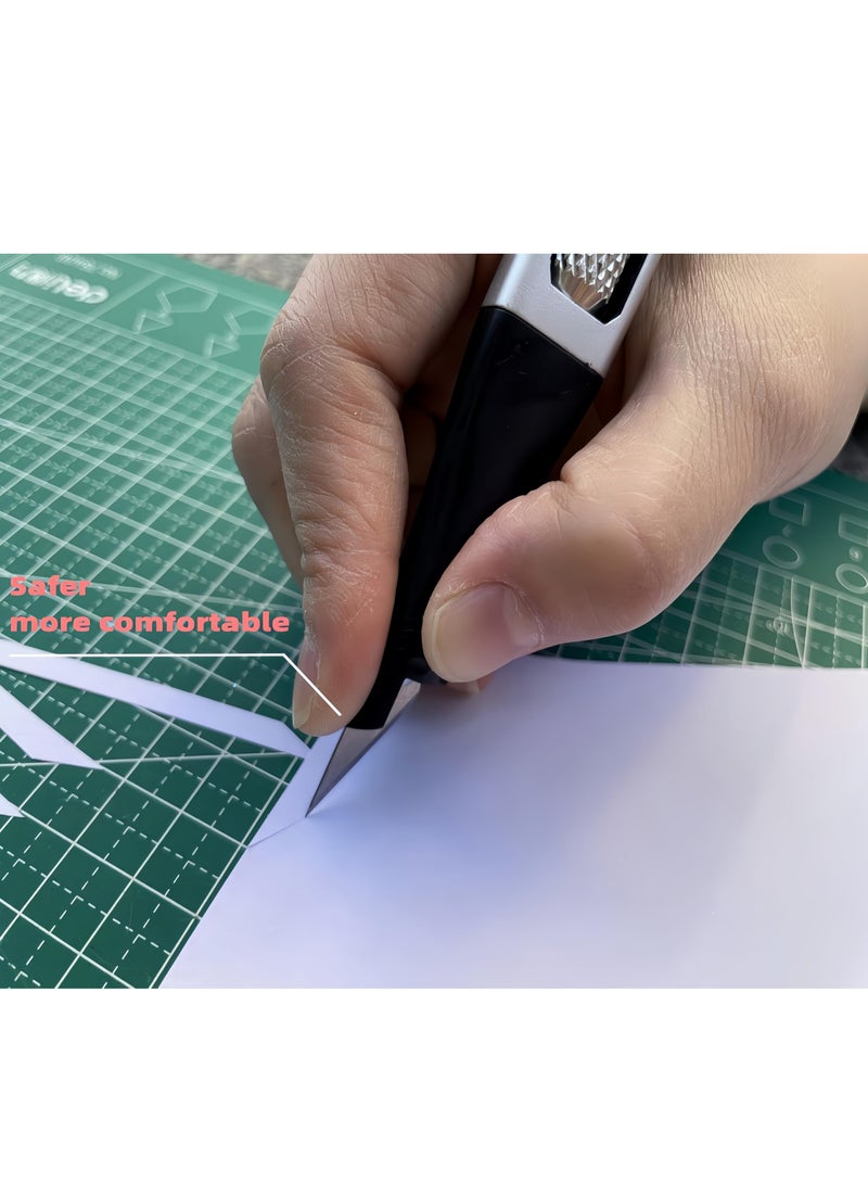 SOLARAE Precision Craft Cutter, Art Knife with 10 Spare Replacement Accessory Aluminum Handle Light Utility Tool for Art Set Crafts Card PCB Repair Modeling Paper Foam Felt Vinyl Leather Clay - Image 5