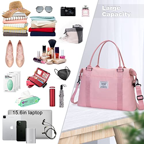 AROME Weekender Bags for Women, AROME Large Travel Duffel Bag Waterproof Overnight Weekend Carry on Shoulder Bag Sports Gym Tote Bag with Wet Pocket Luggage Sleeve & Flight Approved (Pink) - Image 2