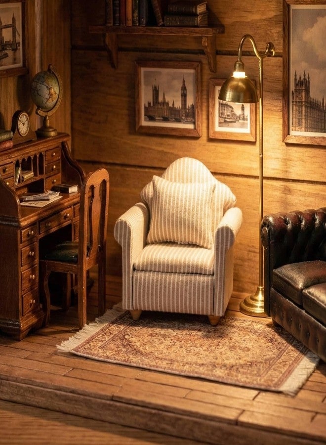 CHAMBERY 1:12 Scale Miniature Chair with Pillow Dollhouse Living Room Furniture, Khaki - Image 5