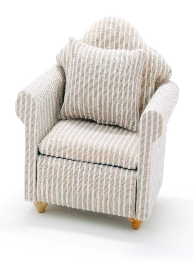 CHAMBERY 1:12 Scale Miniature Chair with Pillow Dollhouse Living Room Furniture, Khaki - Image 1