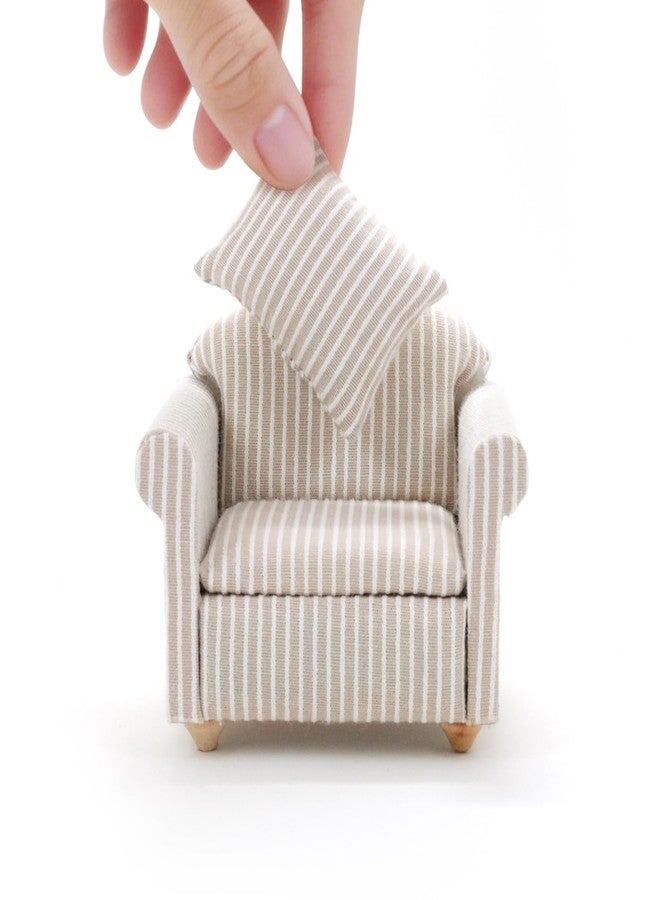 CHAMBERY 1:12 Scale Miniature Chair with Pillow Dollhouse Living Room Furniture, Khaki - Image 3