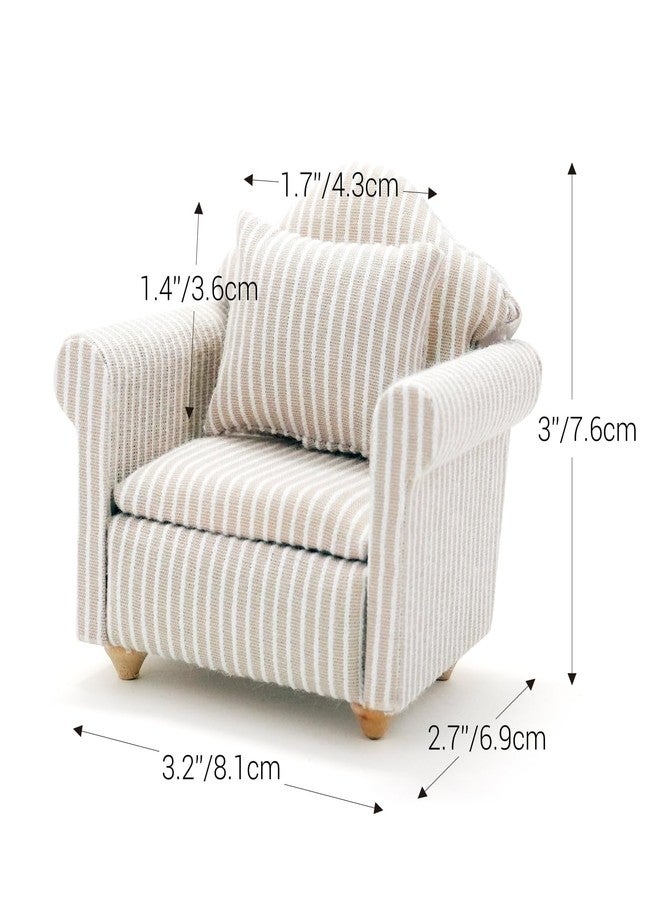CHAMBERY 1:12 Scale Miniature Chair with Pillow Dollhouse Living Room Furniture, Khaki - Image 2