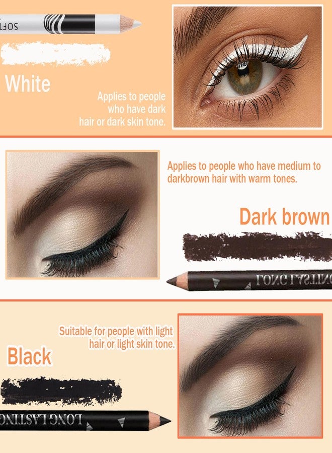 LJYBoBin 12PCS Eyeliner Pencil,Black White Dark Brown Waterproof Eyeliner Pencil Pen Set,Smudge-proof Long Lasting Matte Eye Liner Makeup Pencils,Easy Apply Colored Eyeliner Pencil - Image 5
