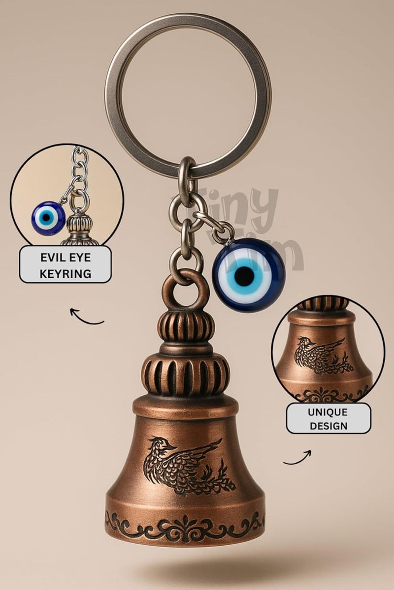 Tiny Tim Store Guardian Bell with Evil Eye Charm – Protective Motorcycle & Car Accessory – Tibetan-Inspired Design – Wards Off Negative Energy – Ideal Gift for Bikers & Travelers - Image 4