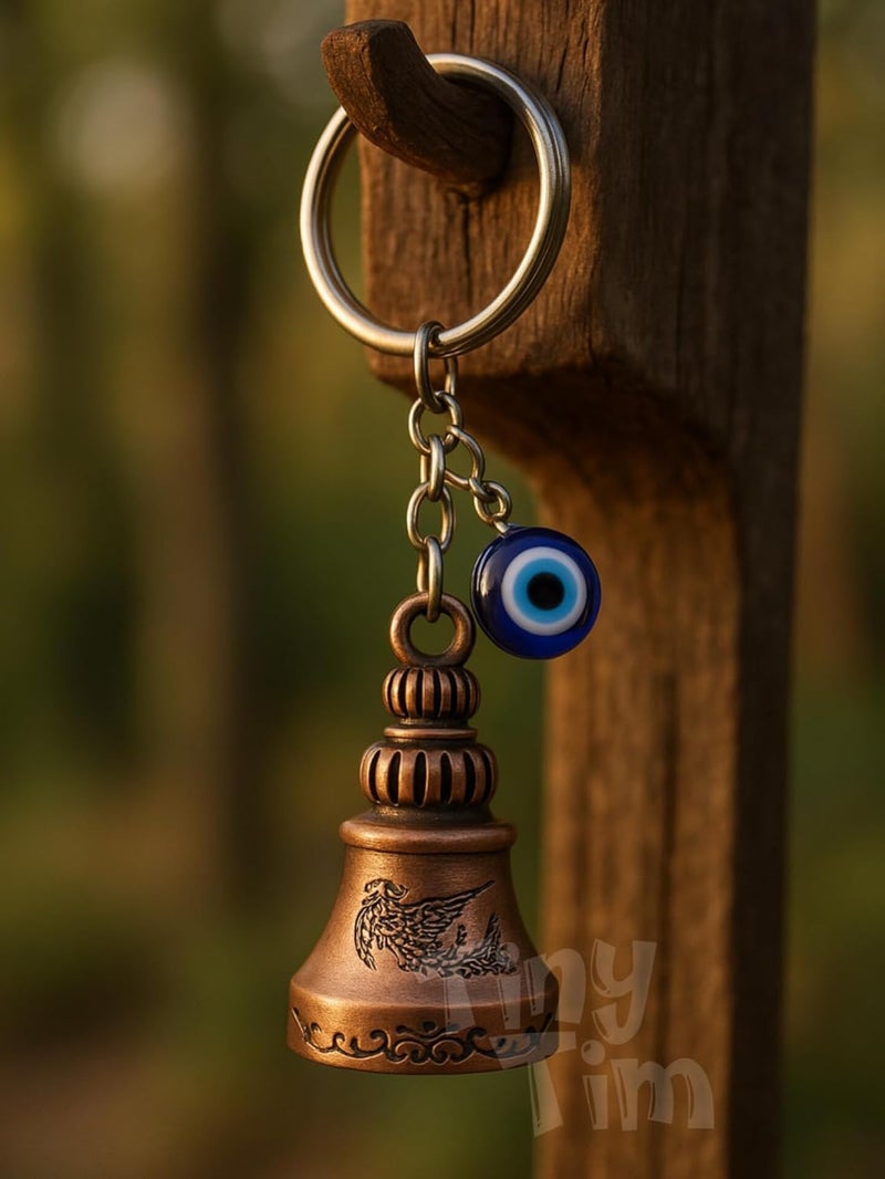 Tiny Tim Store Guardian Bell with Evil Eye Charm – Protective Motorcycle & Car Accessory – Tibetan-Inspired Design – Wards Off Negative Energy – Ideal Gift for Bikers & Travelers - Image 5