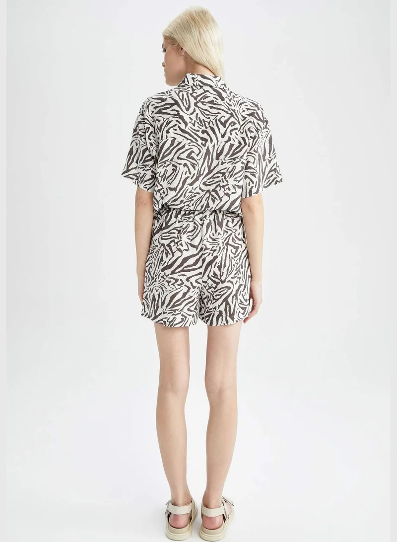 DeFacto Relax Fit Zebra Print Mini Viscose Short