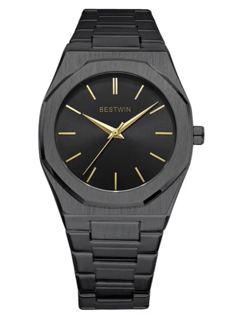 Bestwin A high-quality, waterproof steel men's watch from Bestwin, black bracelet with a black dial, inspired by the famous D1 Milano watches  - Image 2