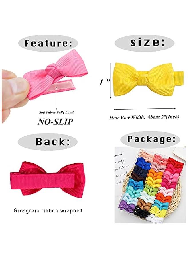 GELESE Baby Hair Clips 50 Pieces 25 Colors in Pairs Baby Girls Fully Lined Baby Bows Hair Pins Tiny 2 Hair Bows Alligator Clips for Girls Infants Toddlers - Image 2