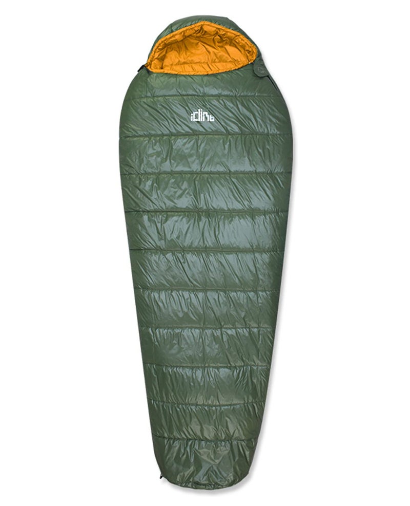 iClimb 3M Thinsulate Insulation Mummy Sleeping Bag with Compression Sack Ultralight Compact Warm Washable for Adults Indoor Outdoor Backpacking Camping Hiking (41F, Green) - Image 1