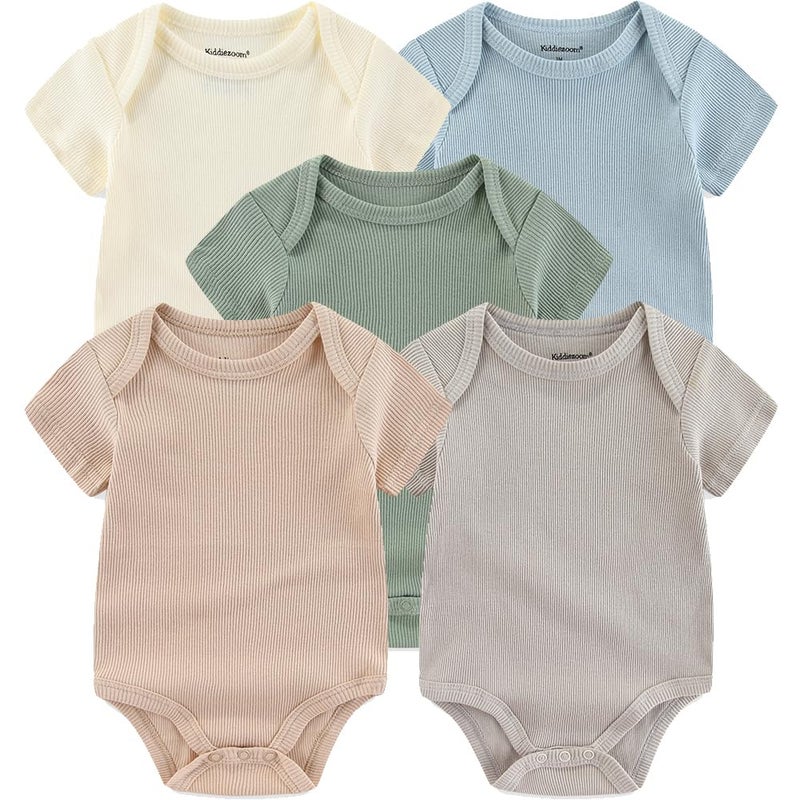 Kiddiezoom Newborn Unisex Cotton Bodysuits 5-Pack - Image 1