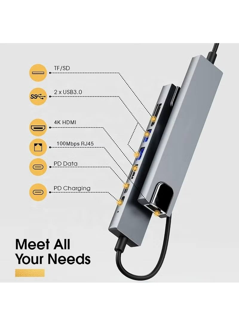 Beauenty USB C Hub Ethernet HDMI 4K Adapter 8-in-1 Multiport Dock USB-C to RJ45 Ethernet USB 3.0 SD/TF Card Reader 87W PD Charging Port Dongle Compatible with MacBook Pro/Air and Type C Windows Laptop - Image 2