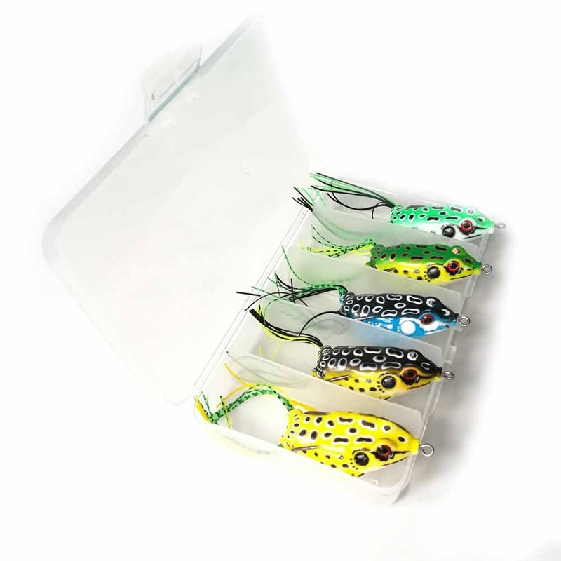 LENPABY 5pcs Frog Lure Ray Frog Topwater Fishing Crankbait Lures/Artificial Soft Bait 5.5CM 8G Soft Tube Bait,Especially for Bass Snakehead,Freshwater Soft Bai Musky Tackle Box Spitted weedless bas - Image 1