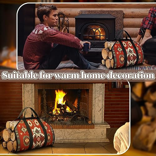 Barydat Large Firewood Carrier with Handles 39 x 18 Inches Canvas Firewood Log Carrier Bag Heavy Duty Wood Holder for Fireplace Campfire Camping Wood Stove Accessories(Aztec) - Image 4