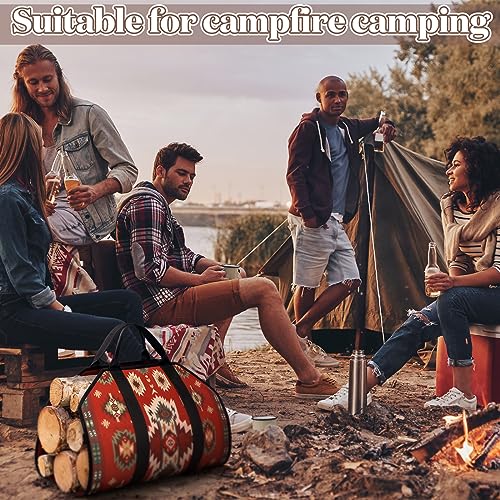 Barydat Large Firewood Carrier with Handles 39 x 18 Inches Canvas Firewood Log Carrier Bag Heavy Duty Wood Holder for Fireplace Campfire Camping Wood Stove Accessories(Aztec) - Image 3