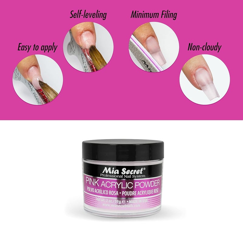Mia Secret Professional Acrylic Nail System Pink Acrylic Powder 2 OZ - Image 5
