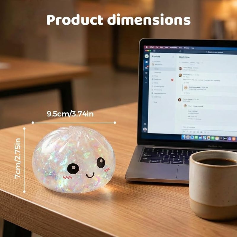 Zerkbiey Glitter Dumpling Squishy, Dumplings Squishies, Dumpling Squishy Mystery Box, Dumplings Stress Balls Fidget, Soft Squeeze Decompression Dough for Anxiety Relief Fidget (Transparent - Color Ribbon) - Image 3