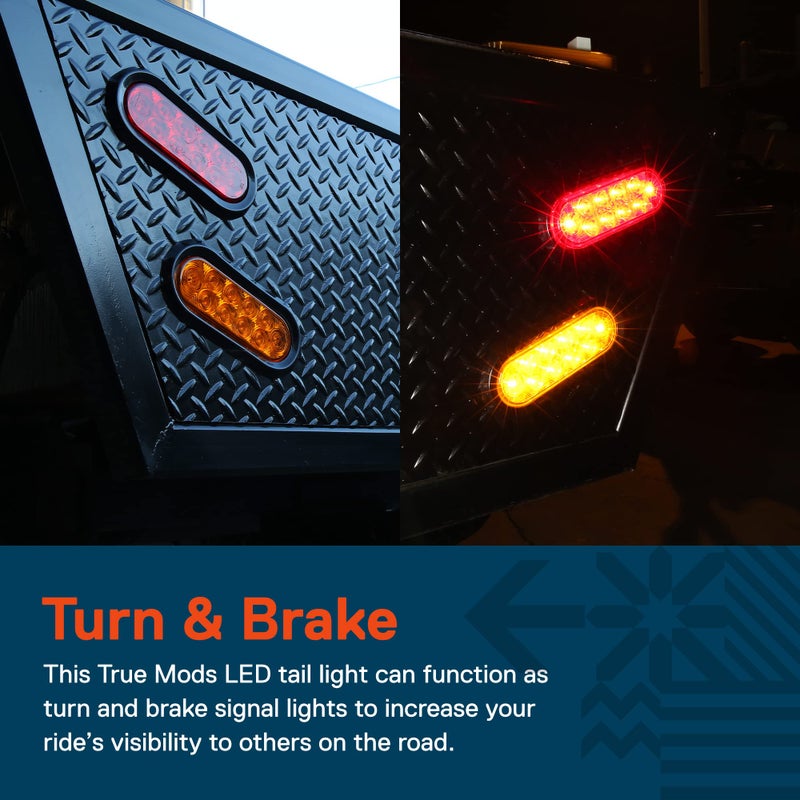 ONLINE LED STORE TRUE MODS 4pc 6" Red Oval LED Trailer Tail Light Kit [DOT FMVSS 108] [SAE S2TSI6P2] [Grommet & Plug] [IP67 Waterproof] [Stop Turn Tail] Trailer Brake Lights for Boat Trailer RV Trucks - Image 3