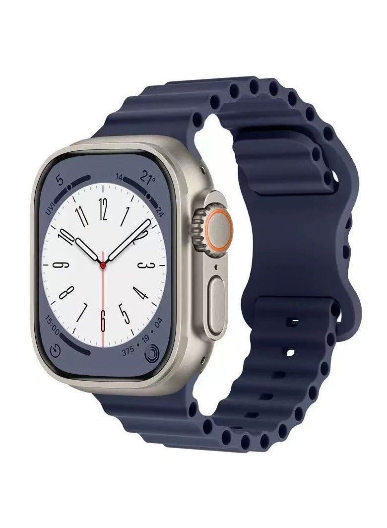 سوار معصم رياضي من السيليكون المتموج لساعة أبل الترا 2 سوار 38 مم / 40 مم / 41 مم ، متوافق مع iWatch Ultra 2/1 Series 10/9/8/7/6/5/4/3/2/1 SE أزرق - Image 1
