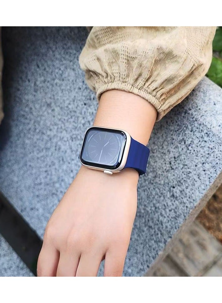 سوار معصم رياضي من السيليكون المتموج لساعة أبل الترا 2 سوار 38 مم / 40 مم / 41 مم ، متوافق مع iWatch Ultra 2/1 Series 10/9/8/7/6/5/4/3/2/1 SE أزرق - Image 4