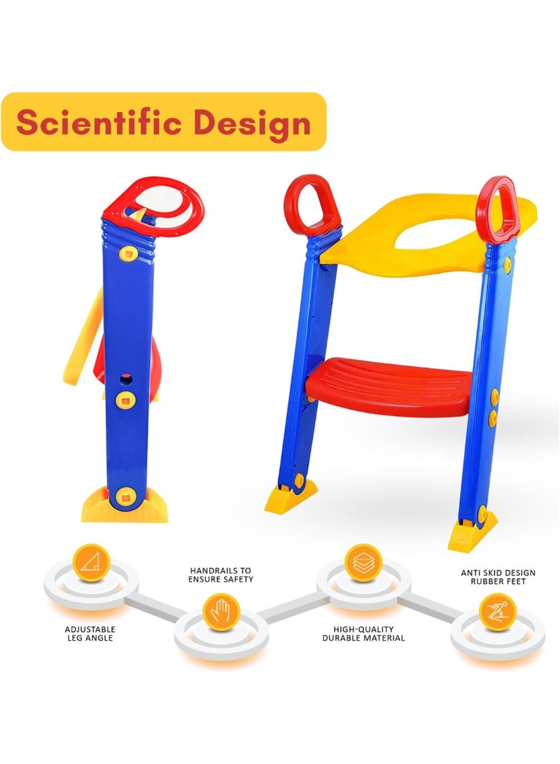 سکیلو مقعد تدريب على استخدام المرحاض مع سلم تدريبي على استخدام المرحاض للأطفال الأولاد والبنات والأطفال الصغار - مقعد تدريب مريح وآمن مع وسائد مانعة للانزلاق على شكل سلم - Image 4