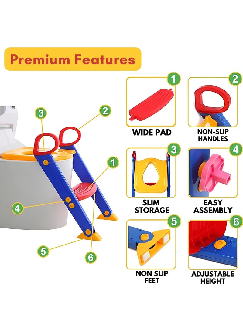 سکیلو مقعد تدريب على استخدام المرحاض مع سلم تدريبي على استخدام المرحاض للأطفال الأولاد والبنات والأطفال الصغار - مقعد تدريب مريح وآمن مع وسائد مانعة للانزلاق على شكل سلم - Image 3