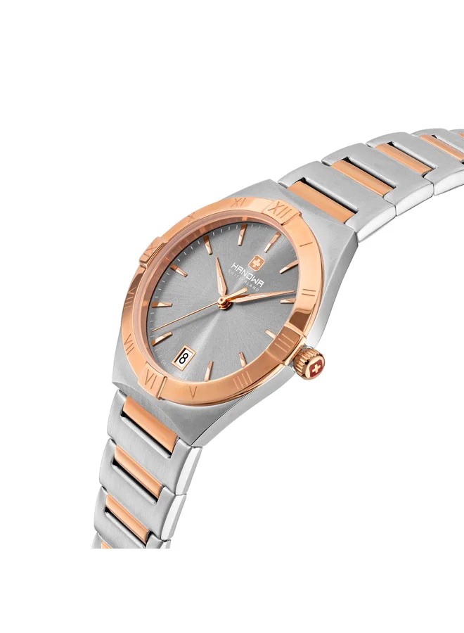Hanowa Surselva Cool Grey Dial Stainless Steel Bracelet Watch for Women 34mm