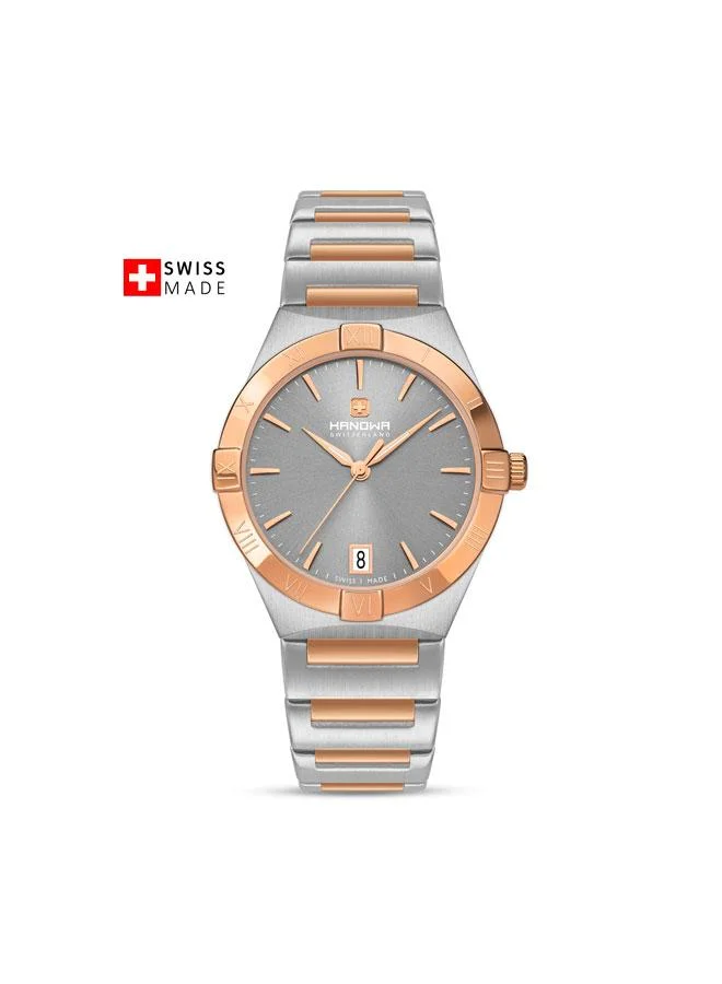 Hanowa Surselva Cool Grey Dial Stainless Steel Bracelet Watch for Women 34mm