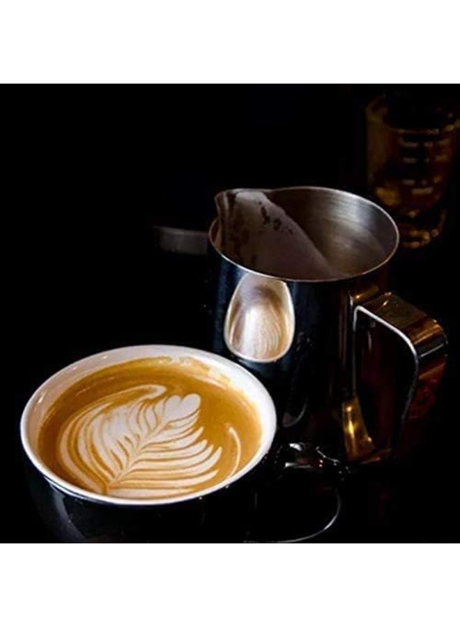 ابريق صنع رغوة الحليب من الستانلس ستيل  - ابريق لصنع رغوة القهوة والاسبريسو واللاتيه والكابتشينو والحليب والكريمة (350 مل) - Image 3