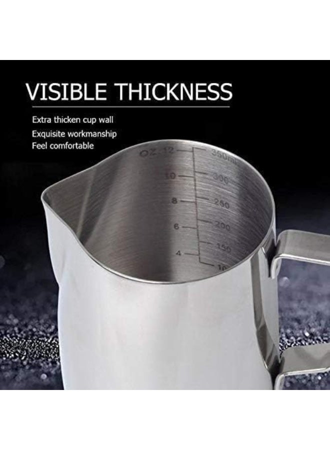 ابريق صنع رغوة الحليب من الستانلس ستيل  - ابريق لصنع رغوة القهوة والاسبريسو واللاتيه والكابتشينو والحليب والكريمة (350 مل) - Image 2