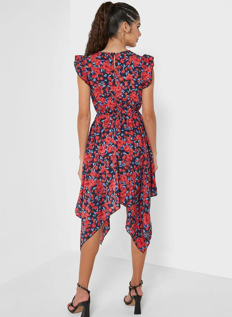 Ginger Asymmetrical Hem Floral Dress