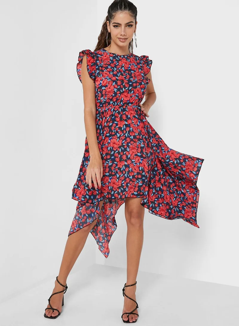 Ginger Asymmetrical Hem Floral Dress