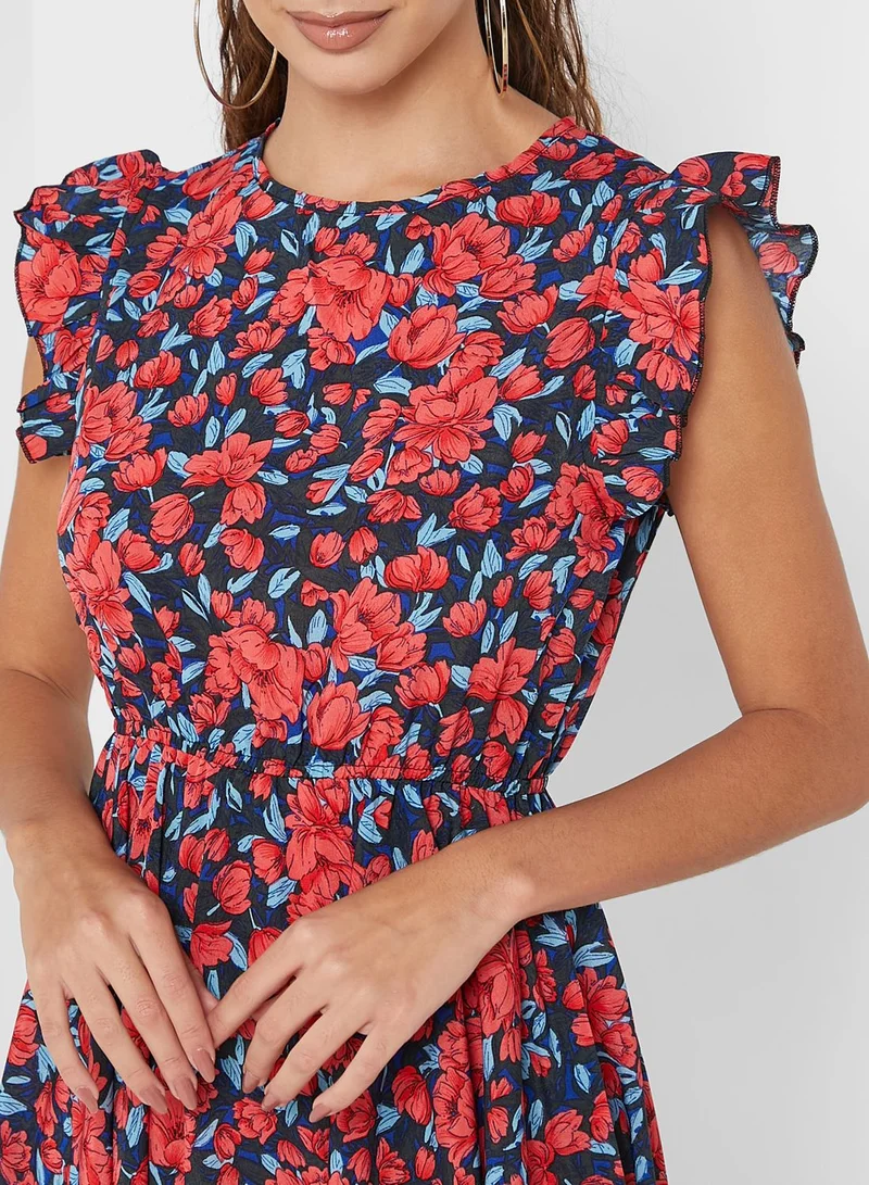 Ginger Asymmetrical Hem Floral Dress