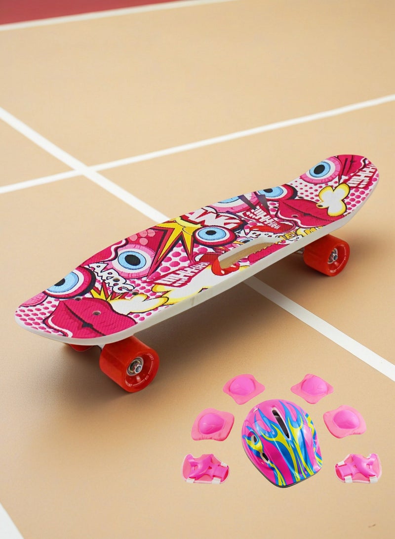 إيزي فيتشور لوح تزلج كامل للأطفال من EASY FUTURE - لوح قصير Penny Board Cruiser للشباب من سن 6 إلى 12 عامًا، والمراهقين والمبتدئين الذين يتعلمون التزلج، بما في ذلك مجموعة معدات الحماية الكاملة - Image 1