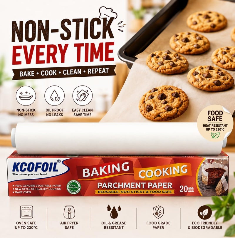 Kcofoil 20m Deliwrap Parchment Paper for Baking, White (Pack of 1) - Image 2
