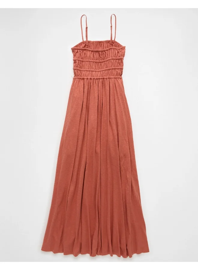 American Eagle AE Sunchaser Knit Smocked Bodice Midi Dress