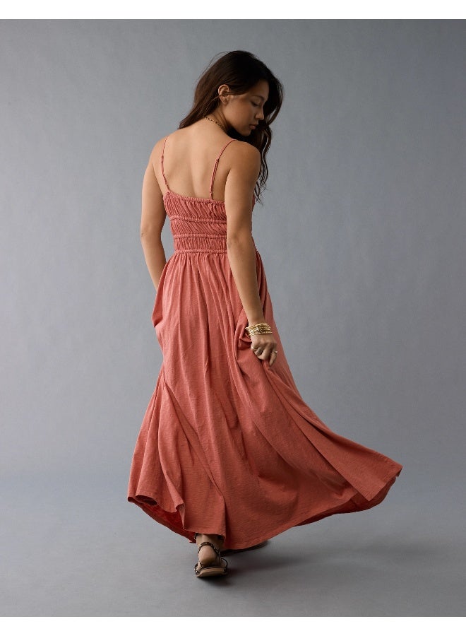 American Eagle AE Sunchaser Knit Smocked Bodice Midi Dress  - Image 4