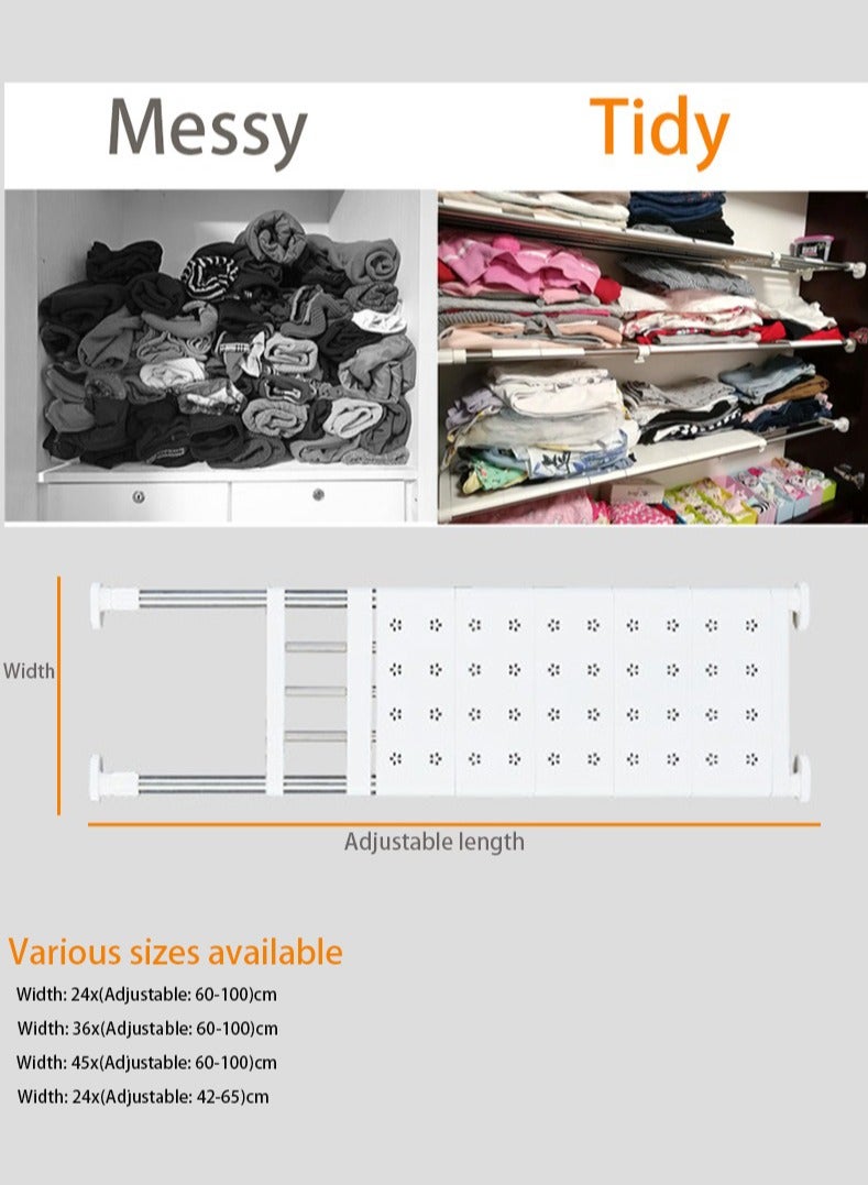 1Pcs Tension Shelf Expandable Closet Shelf Adjustable Storage Rack Wardrobe Layered Partition Cabinet Organizer Separator Shelf for Wardrobe Cabinets Cupboards elescopic shelves - Image 4